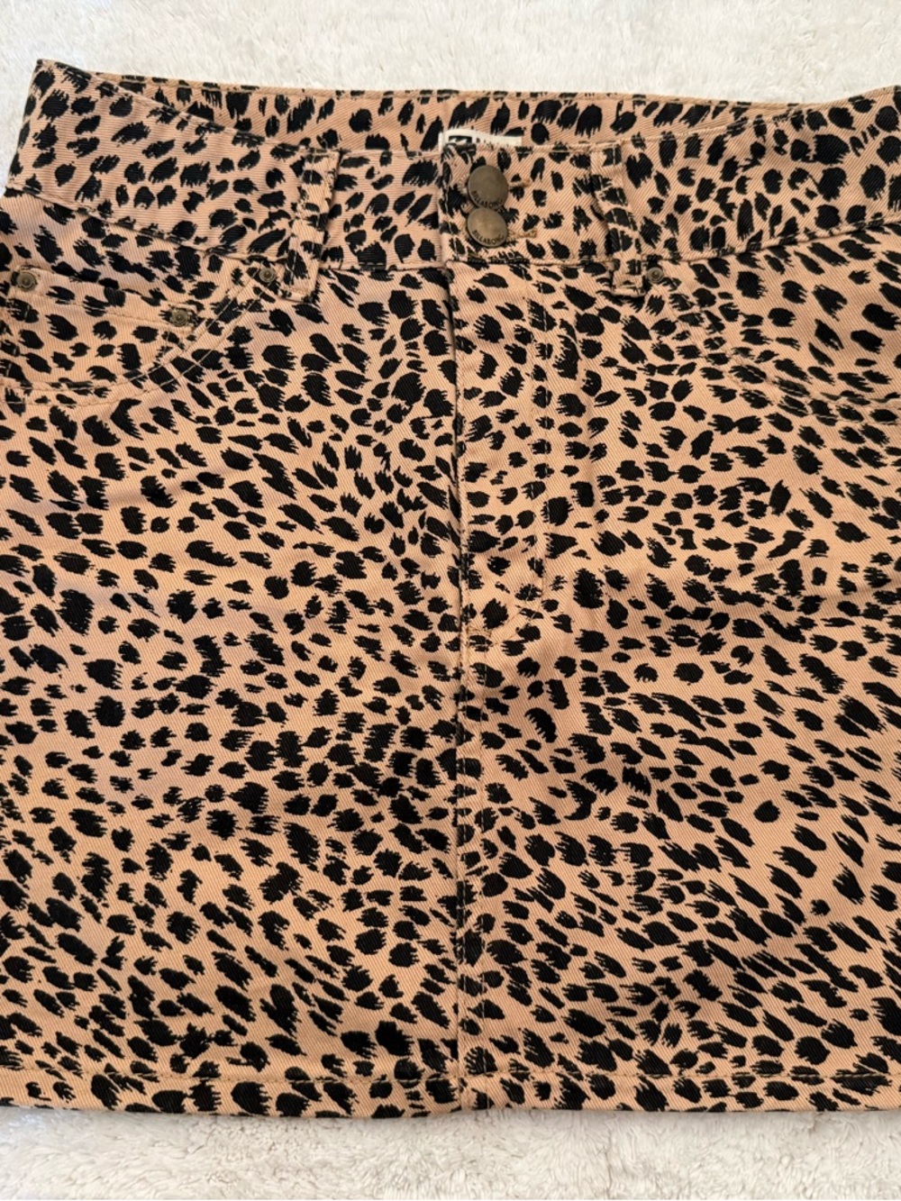 Billabong Leopard Print Mini Skirt in Tan and Black